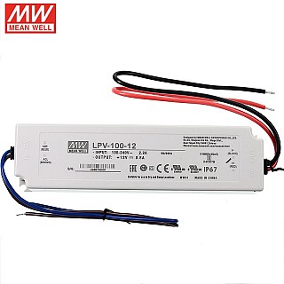 Mean Well LPV-100-12 100W Single Output Switching Power Supply with 8.5 Amp  Rated Current and 12V DC Voltage 