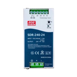 DE 発売中 - SDR-240-24 MEANWELL 240W 24VDC 10A 115/230VAC PFC 機能付き DIN レール電源